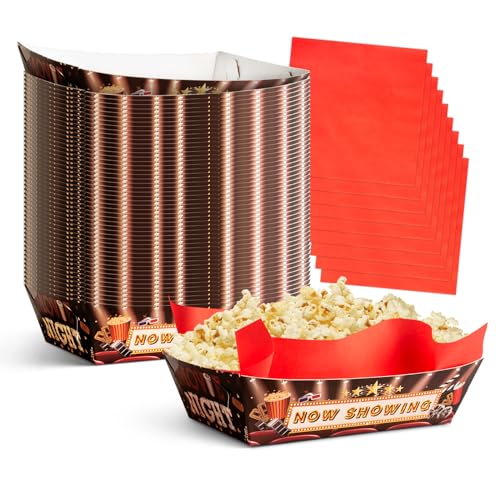 Macolily 100 Stück Filmabend Snack-Tabletts 50 Film-Papiertabletts Partyschale...