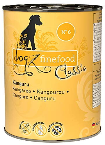 dogz finefood Hundefutter nass - N° 6 Känguru - Feinkost Nassfutter für Hunde...